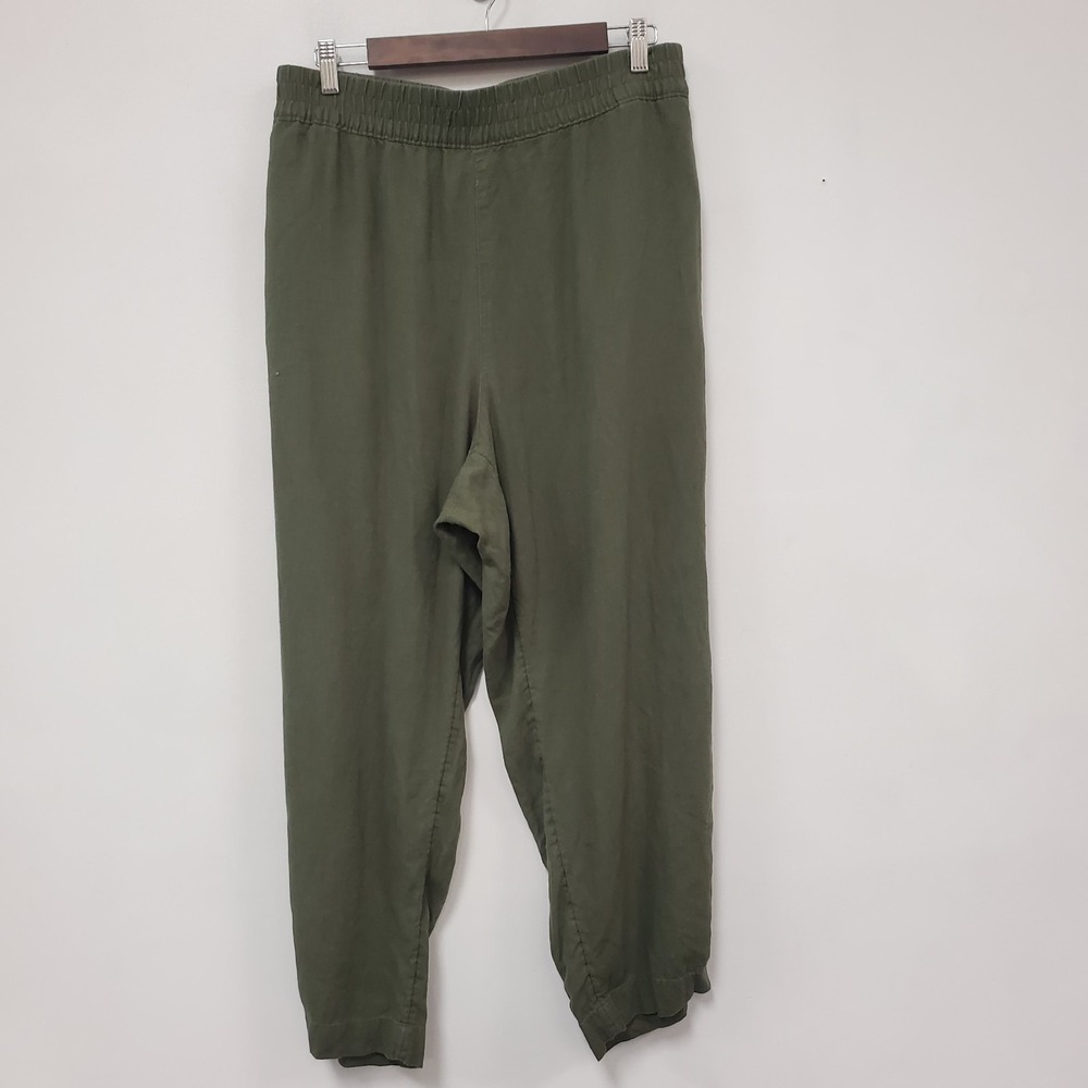 Old Navy Womens Linen Blend High Rise Straight Leg Pull On Pants‎ Size 2X Green